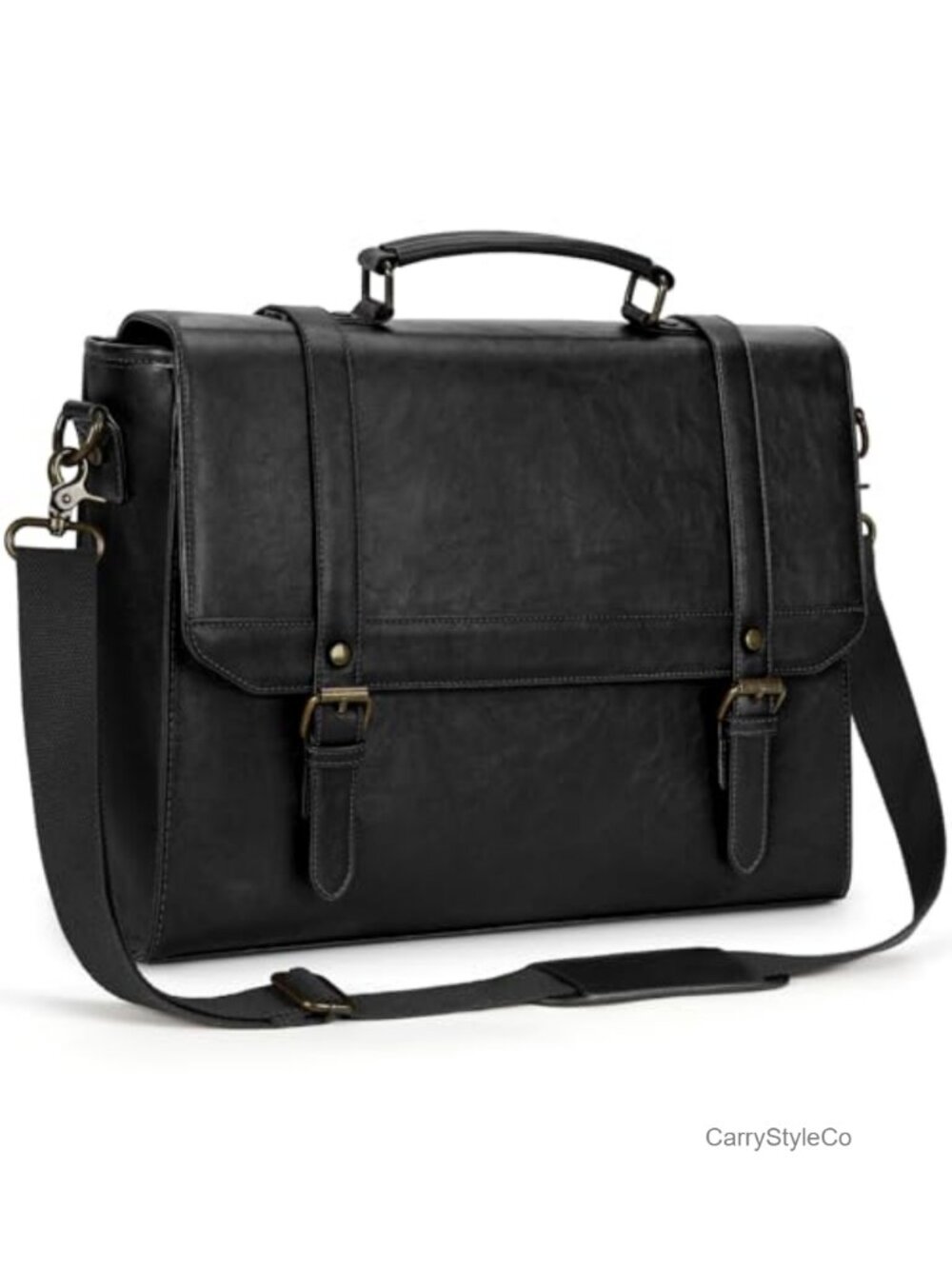 PU Leather Messenger Laptop Bag 15.6 Inch Briefcase Water Repellent